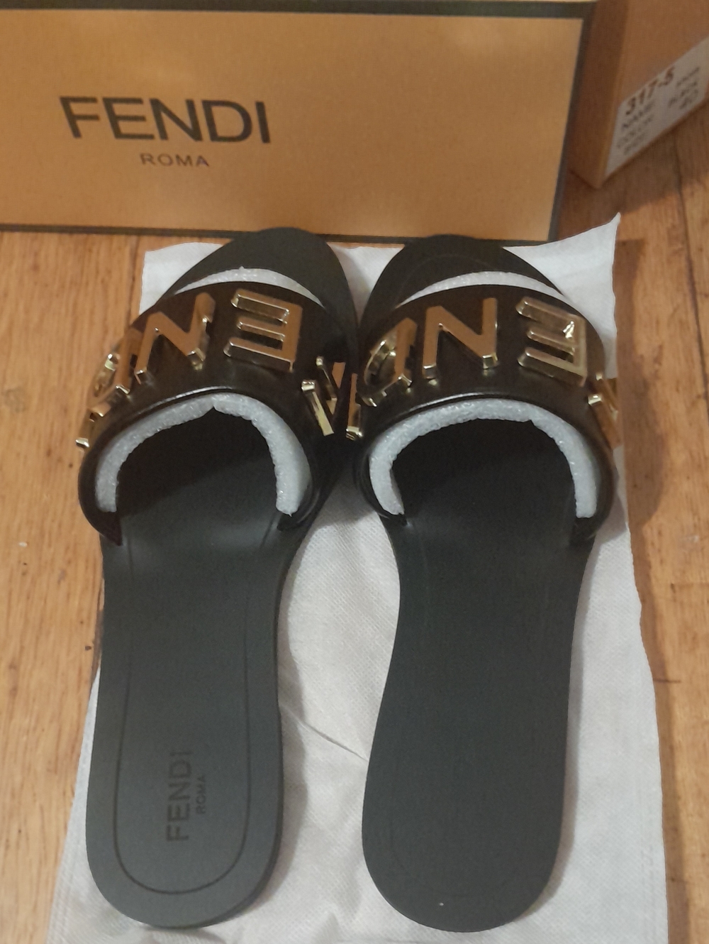 Fendi Black Slide with Gold Logo Hardware - Picture 5 of 6